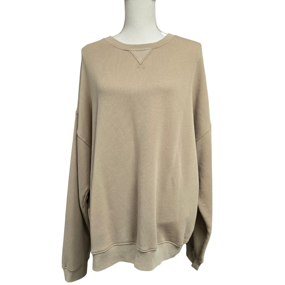 American Eagle Seriously Lived-In Tan Khaki Oversized Sweatshirt XL NWT